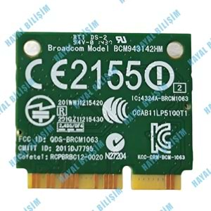 2.EL - Orjinal Broadcom BCM943142HM 300 Mbps Bluetooth 4.0 Notebook Wifi Kart