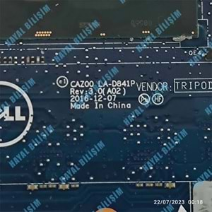 2.EL - Orjinal Dell XPS 13 9360 İ7-7500U 8 GB Ram Notebook ÇALIŞAN Anakart - CAZ00 LA-D841P