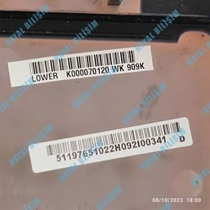 2.EL - Orjinal Toshiba Satellite A350 A350D Notebook Alt Kasa - K000070120