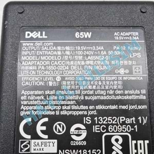 Orjinal Çıkma Dell 19.5V 3.34A LA65NS2-01 4.5x3.0 Notebook Adaptör