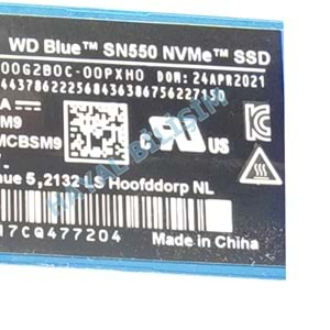 2.EL - Orjinal Western Digital Blue SN550 WDS500G2B0C PCI-Express 3.0 500 GB M.2 2280 Nvme Notebook Ssd