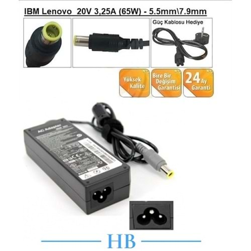 HYLADP015 - Lenovo IBM 20V 4.74A 7.9mm X 5.5mm Geniş İğne Muadil Notebook Adaptör