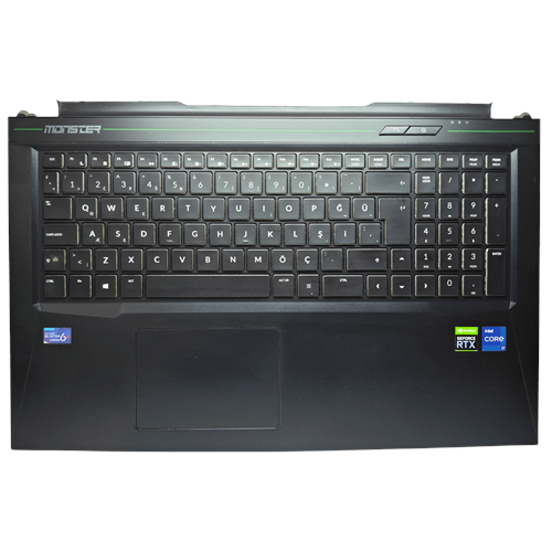 2.EL - Orjinal Monster Abra A7 V11.1 V11.2 V11.3 V11.4 V11.5 Notebook Işıklı Klavyeli Üst Kasa
