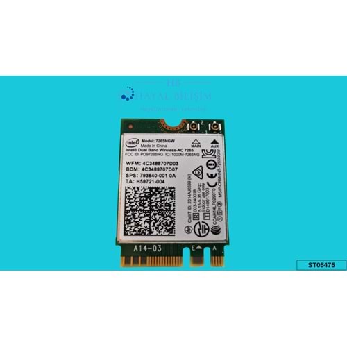 2.EL - Orjinal Intel Wireless-N 7265 7265NGW AC 7265 BN Dual Band 2x2 Wi-Fi Bluetooth 4.0 Notebook Ağ Kartı Wifi Kart