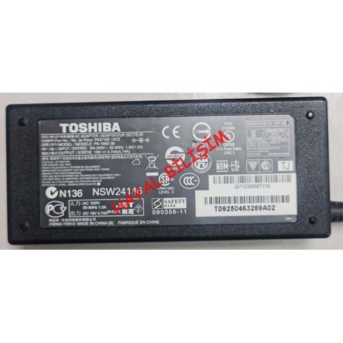 2.EL - Orjinal Toshiba 19V 4.74A 5.5mm X 2.5mm Notebook Adaptör - PA-1900-36
