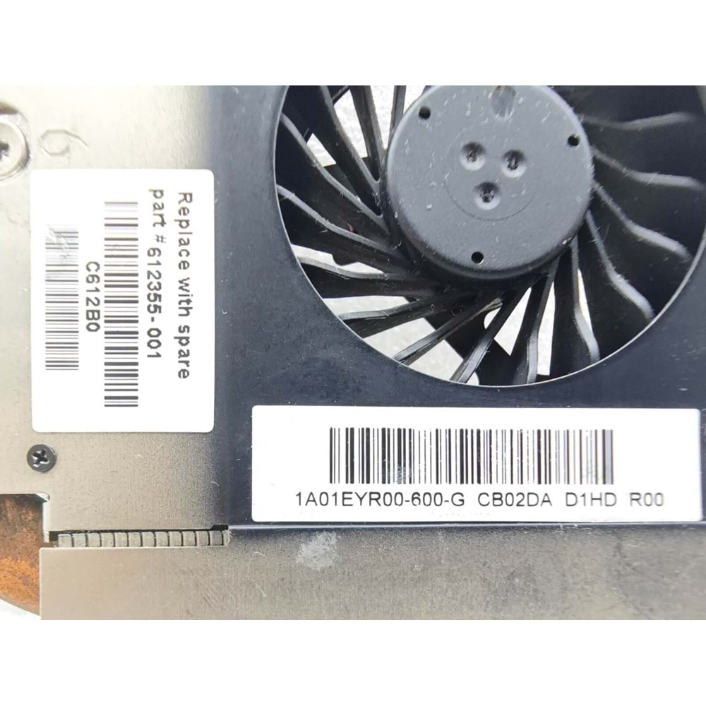 2.EL - Orjinal Hp Pavilion G72 G62 Notebook Ekran Kartlı Cpu Fan Bakır Soğutucu-612355-001 C612B0 1A01EYR00-600-G KSB0505HA-A-9K62