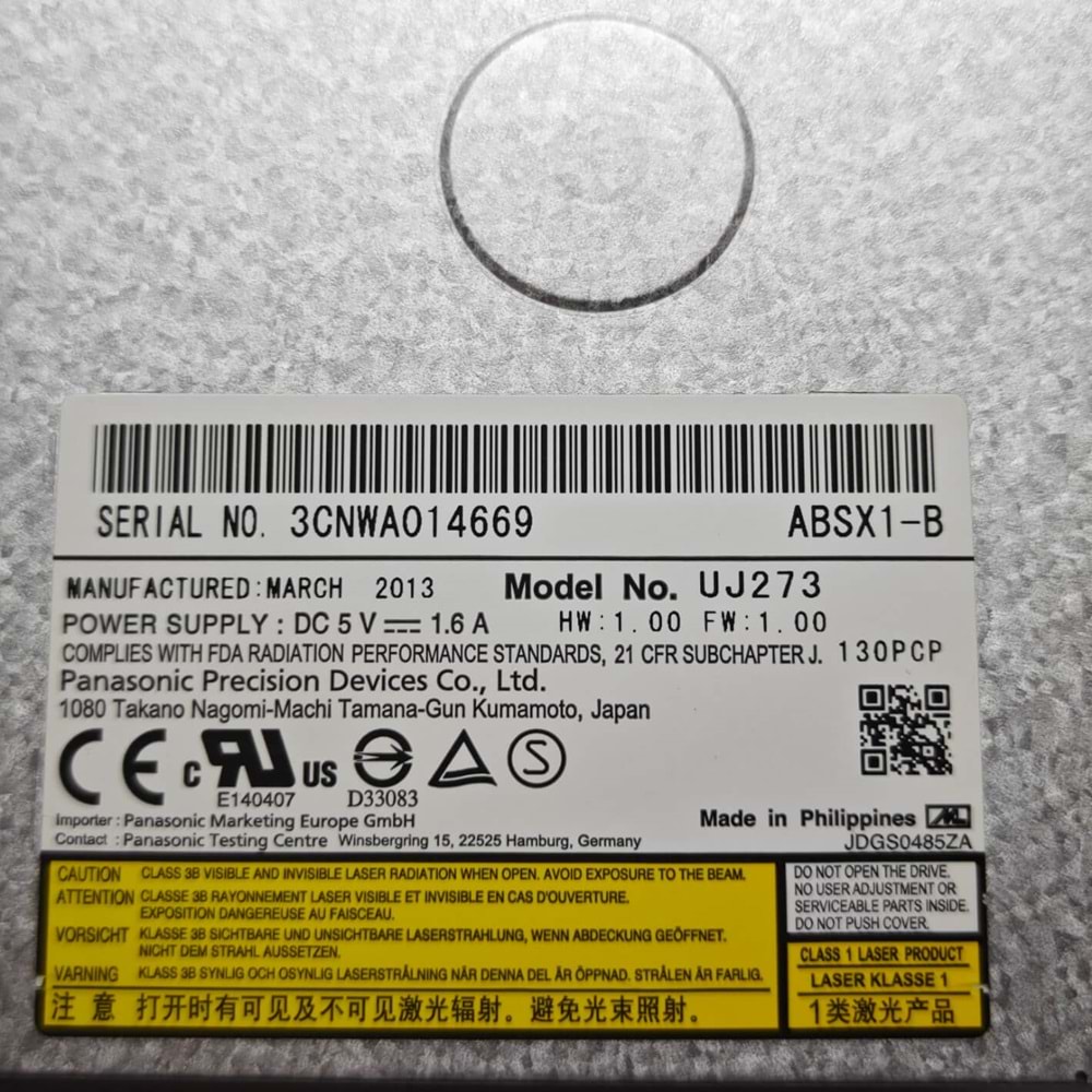 2.EL - Orjinal Sony Vaio SVF15A FİT15A SVF152 Notebook Optik Okuyucu Dvd Rw