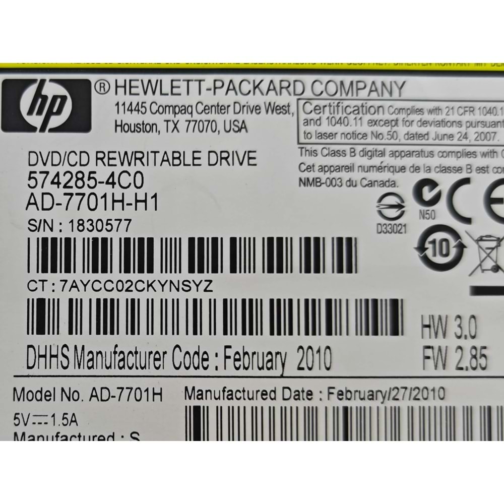 2.EL - Orjinal Hp Elitebook 8440P 8530P 8540P Notebook Optik Okuyucu DVD Rw