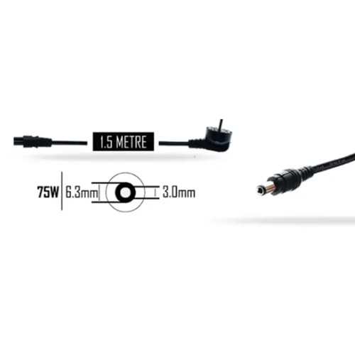 ADP047- MUADİL Toshiba Tecra 75W 15V 5A 6.3*3.0mm Adaptör Şarj Aleti-Cihazı