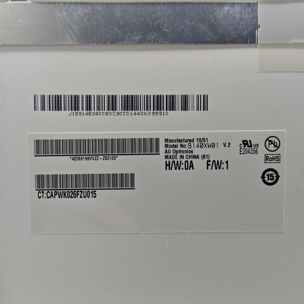 2.EL - Orjinal 14.0 Standart Led 40 Pin Sağ Soket 1366 x 768 Notebook Ekran