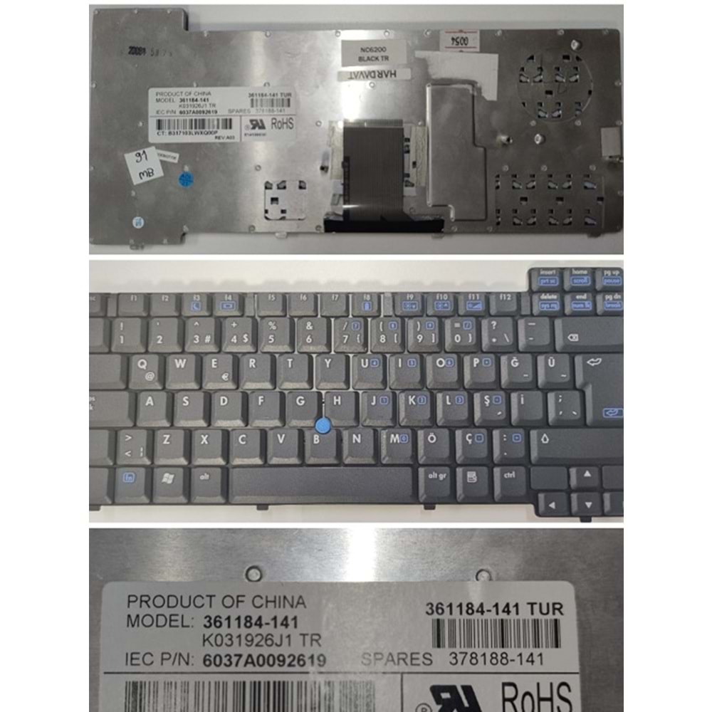 HYLHP138KLV - HP Compaq NC6200 NC6220 NC6230 Pavilion ZV5330 ZV5340 Workstation XW8200 Türkçe Notebook Klavye - 378188-141 361184-141 6037A0092619 K031926J1 TR