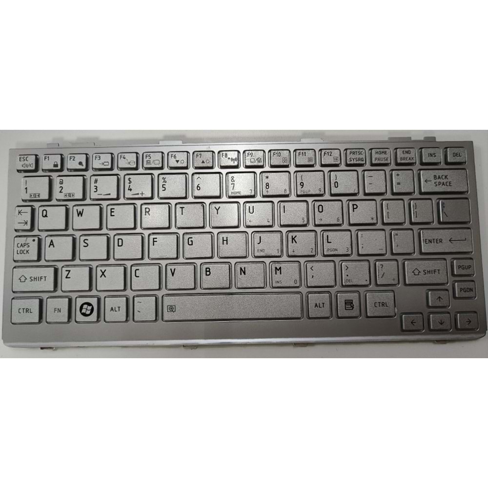 HYLTS121KLV - Toshiba Mini İngilizce GÜMÜŞ NB200 NB205 NB250 NB255 NB500 NB505 Portage T110 Gri Çerçeveli Notebook Klavye - NSK-TJ001 9Z.N2P82.001 PK130811A00