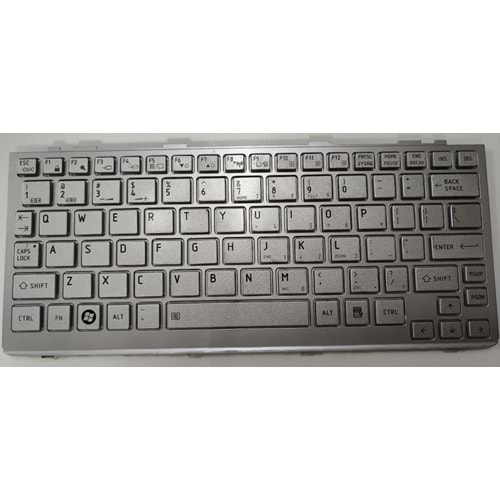 HYLTS121KLV - Toshiba Mini İngilizce GÜMÜŞ NB200 NB205 NB250 NB255 NB500 NB505 Portage T110 Gri Çerçeveli Notebook Klavye - NSK-TJ001 9Z.N2P82.001 PK130811A00