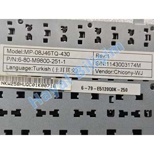 2.EL - Orjinal Casper W760 W762S W762SUN W765SUN W765S Probook W255HP Çerçeveli Türkçe Notebook Klavye