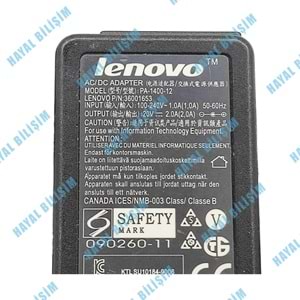 ++ 2.EL - Orjinal Lenovo 20V 2A 5.5mm X 2.5mm 40W Notebook Adaptör - PA-1400-12